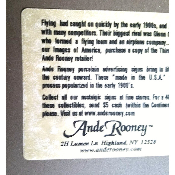 Ande Rooney Curtis Flying Service Anywhere Vintage Metal Magnet 9" x 12" - Picture 2 of 2